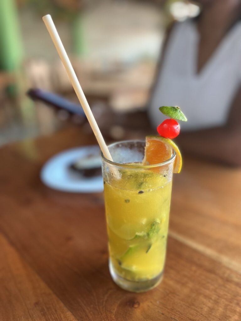 passion fruit drink with straw