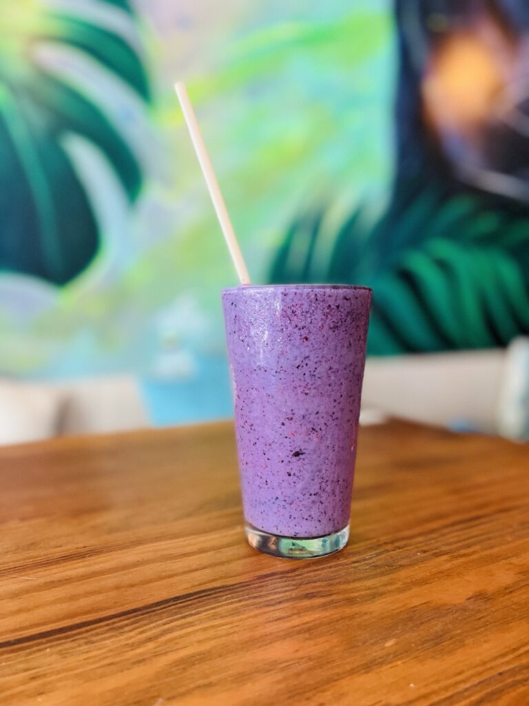 Purple smoothie on a table