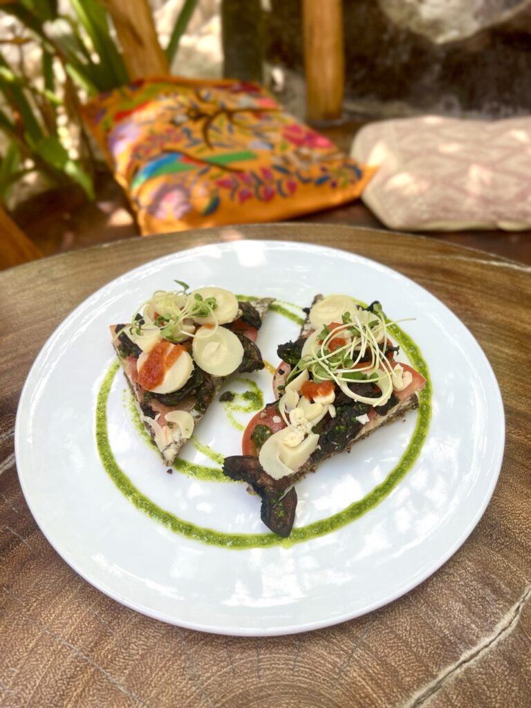 two slices of raw pizza on a plate