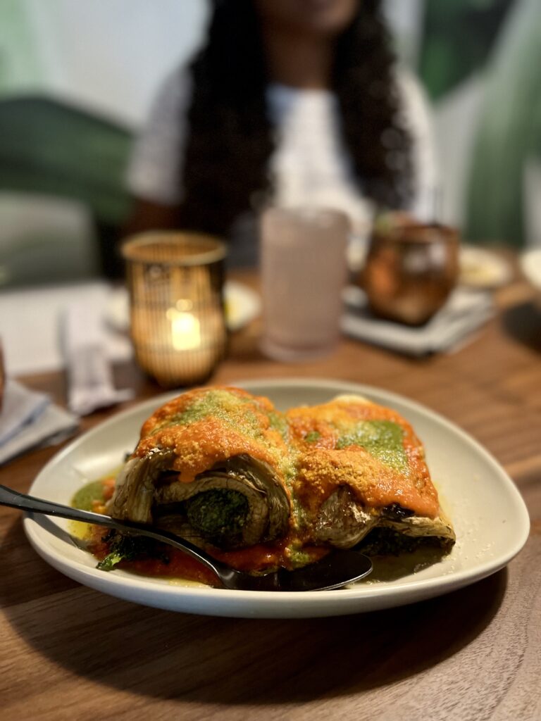 Eggplant rolatini on a plate